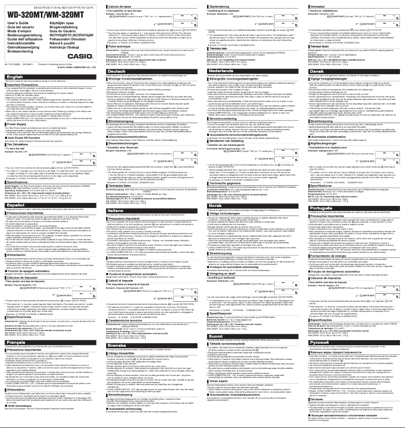 Página 1 del manual Manual de usuario Casio WM-320MT