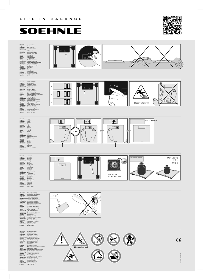 Page 1 de la notice Manuel utilisateur Soehnle Style Sense Comfort 100 Frosted Edition