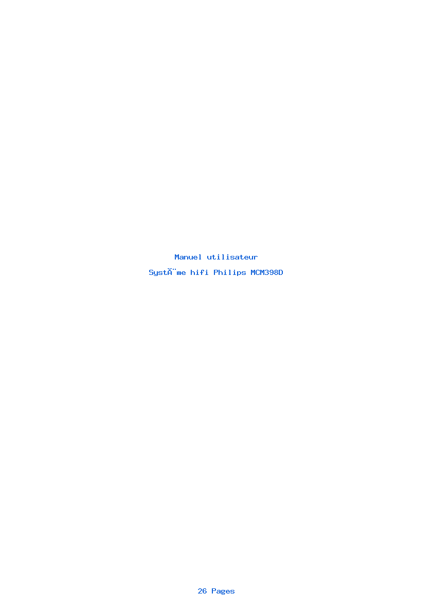 Page 1 de la notice Manuel utilisateur Philips MCM398D