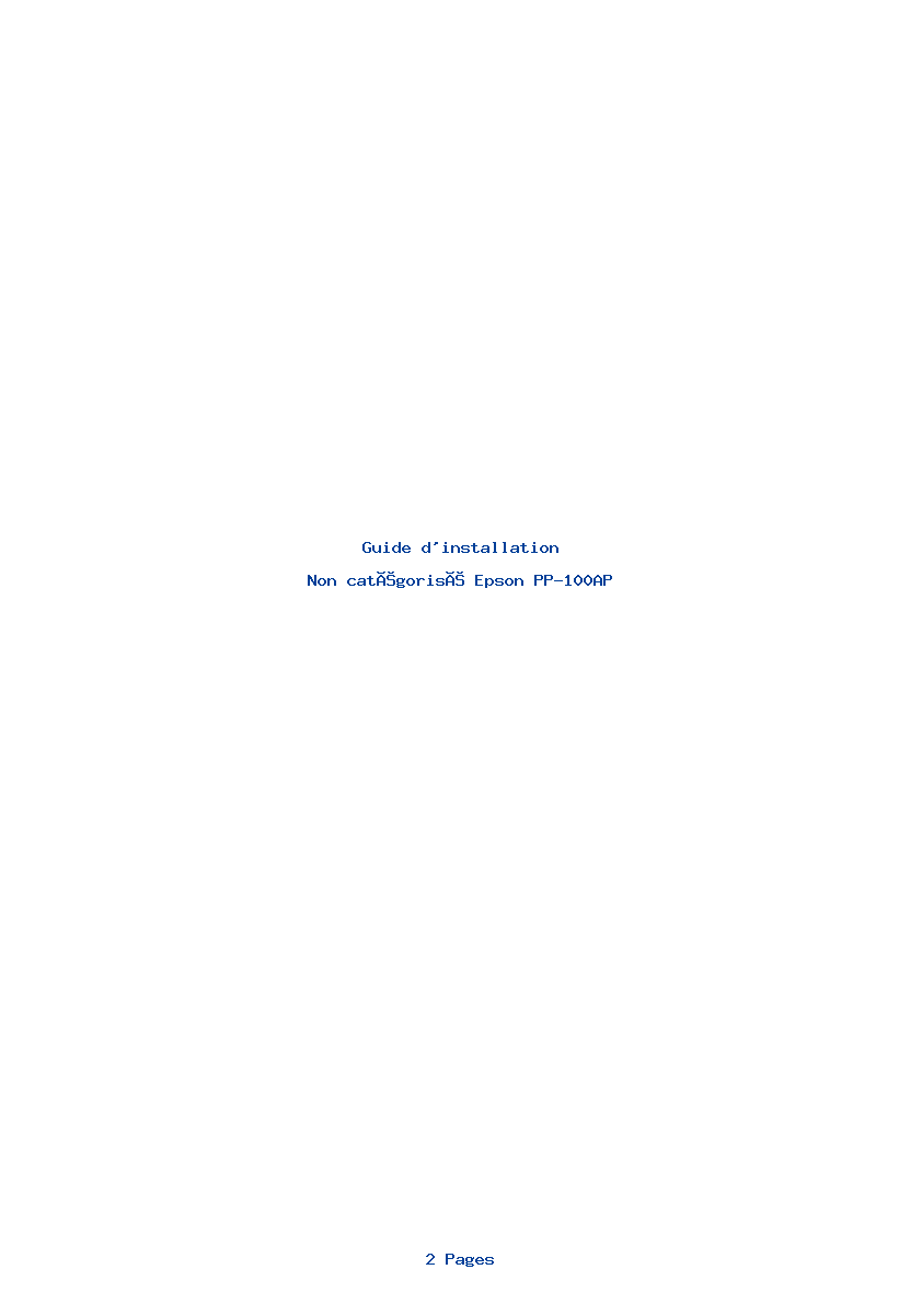Page 1 de la notice Guide d'installation Epson PP-100AP