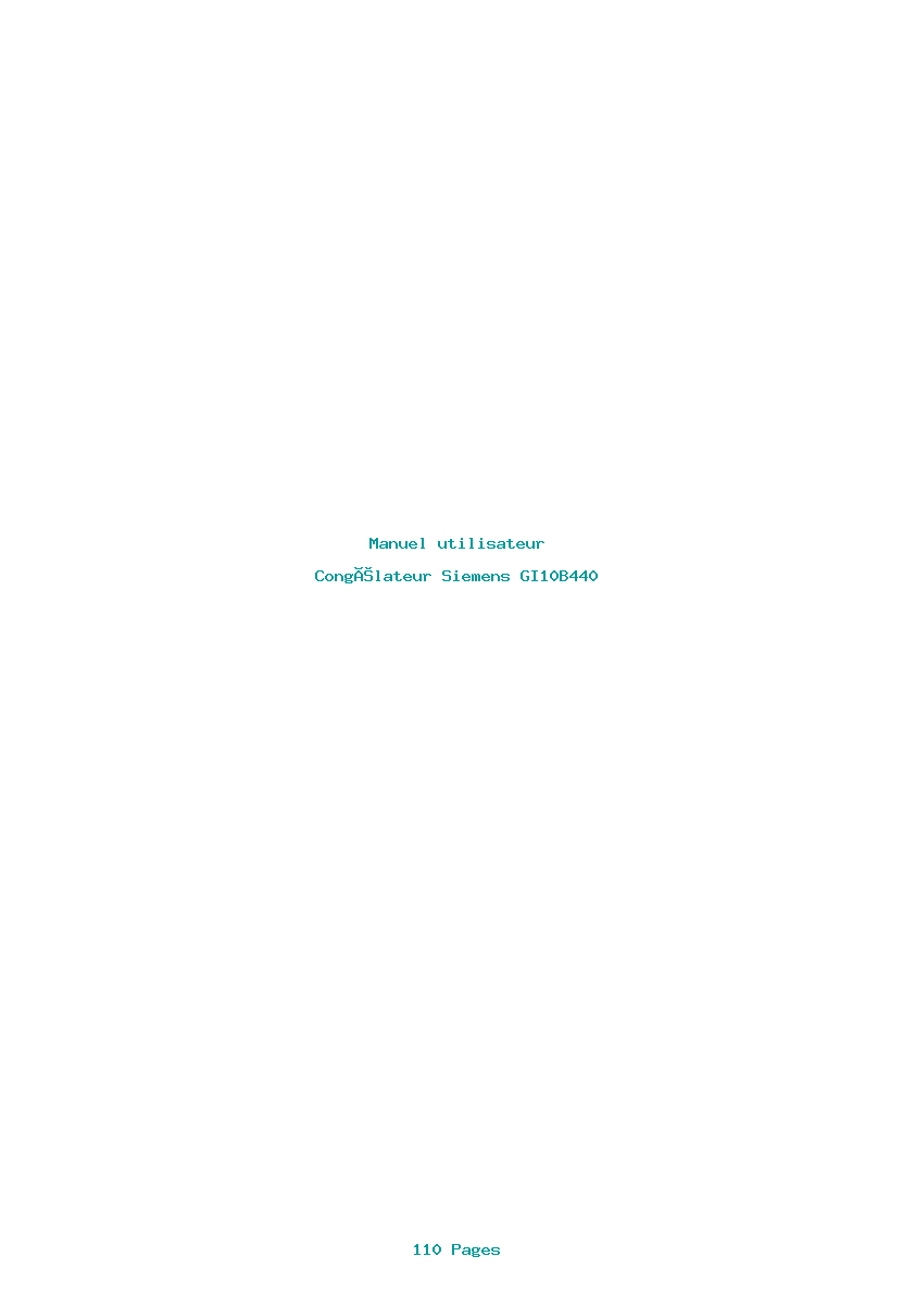 Page 1 de la notice Manuel utilisateur Siemens GI10B440