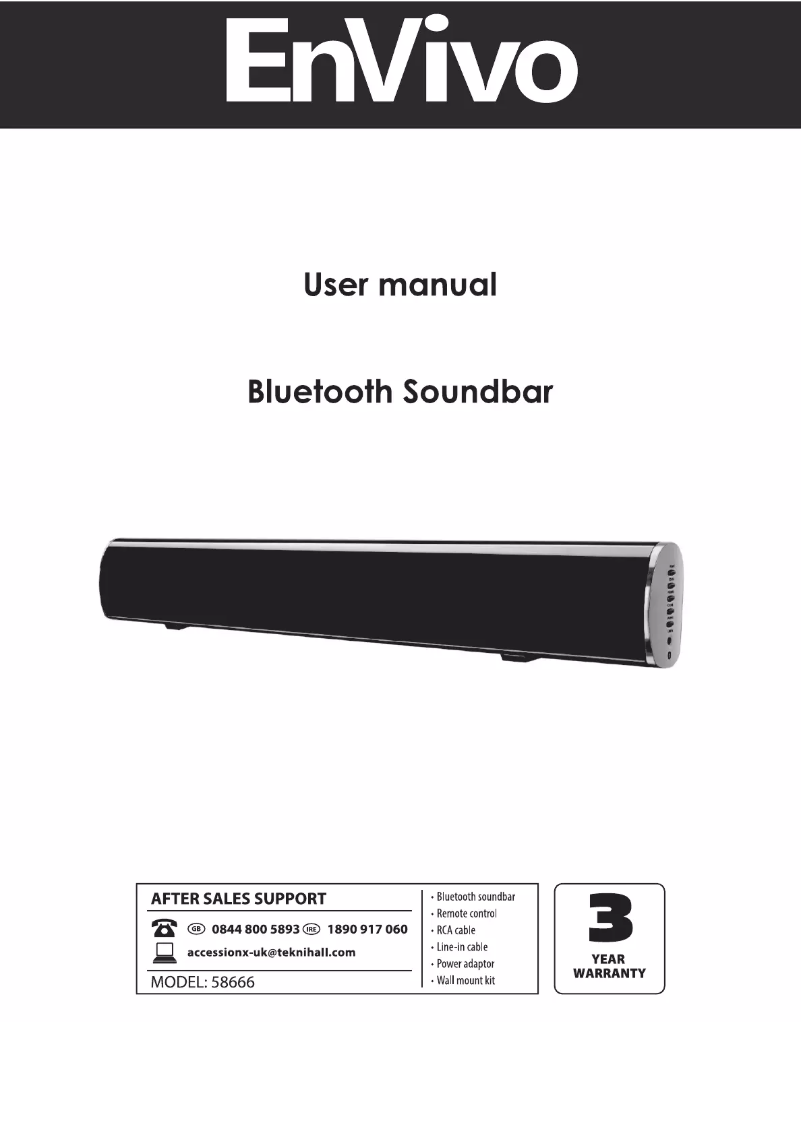 Page 1 de la notice Manuel utilisateur Envivo Soundbar 58666