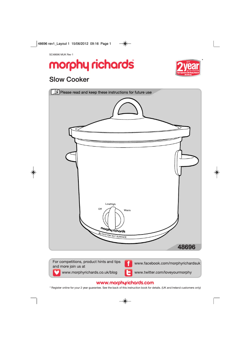 Page 1 de la notice Manuel utilisateur Morphy Richards 48697