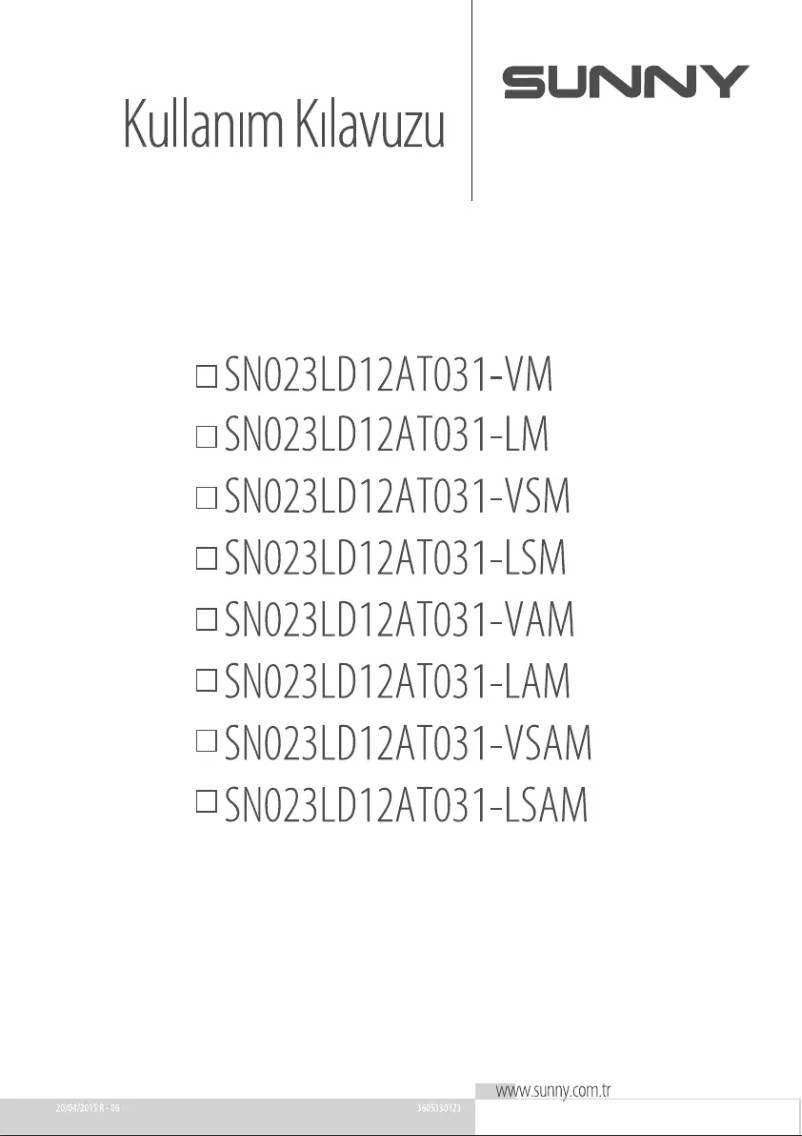 Page 1 de la notice Manuel utilisateur Sunny SN023LD12AT031-VAM