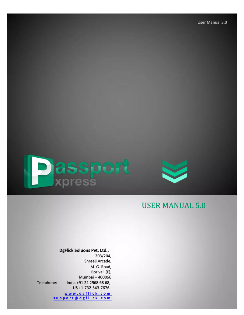 Page 1 de la notice Manuel utilisateur DgFlick Passport Xpress