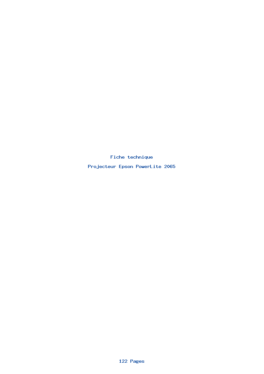 Page 1 de la notice Fiche technique Epson PowerLite 2065