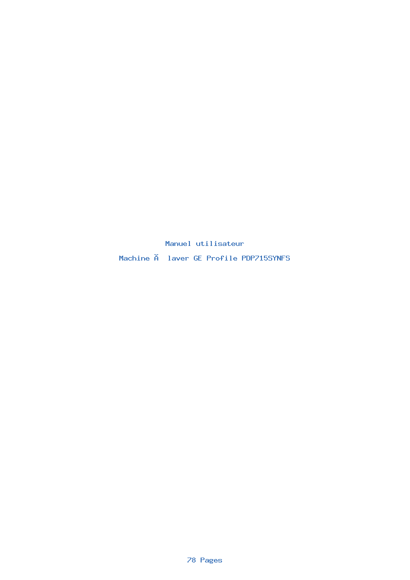 Page 1 de la notice Manuel utilisateur GE Profile PDP715SYNFS