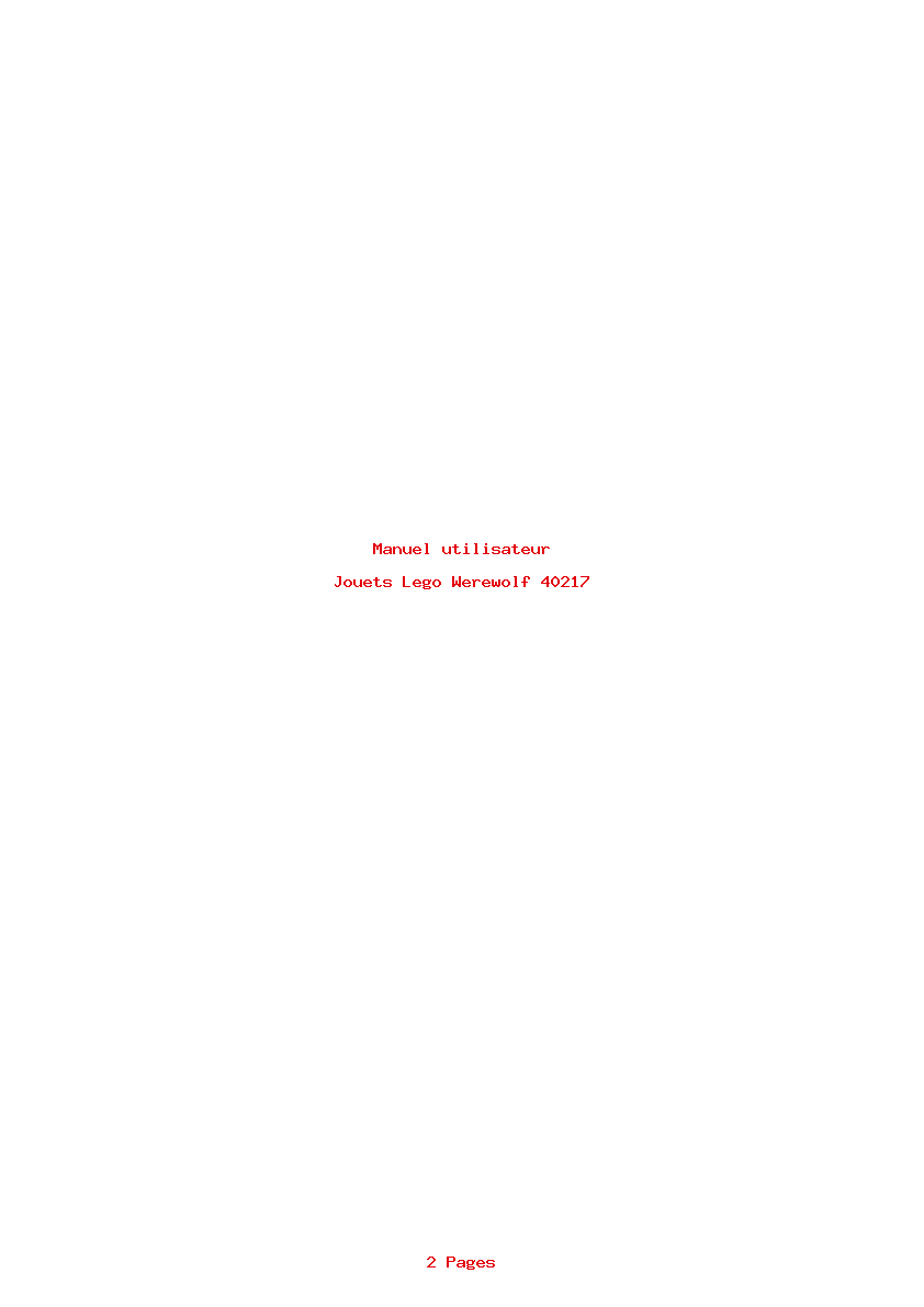 Page 1 de la notice Manuel utilisateur Lego Werewolf 40217