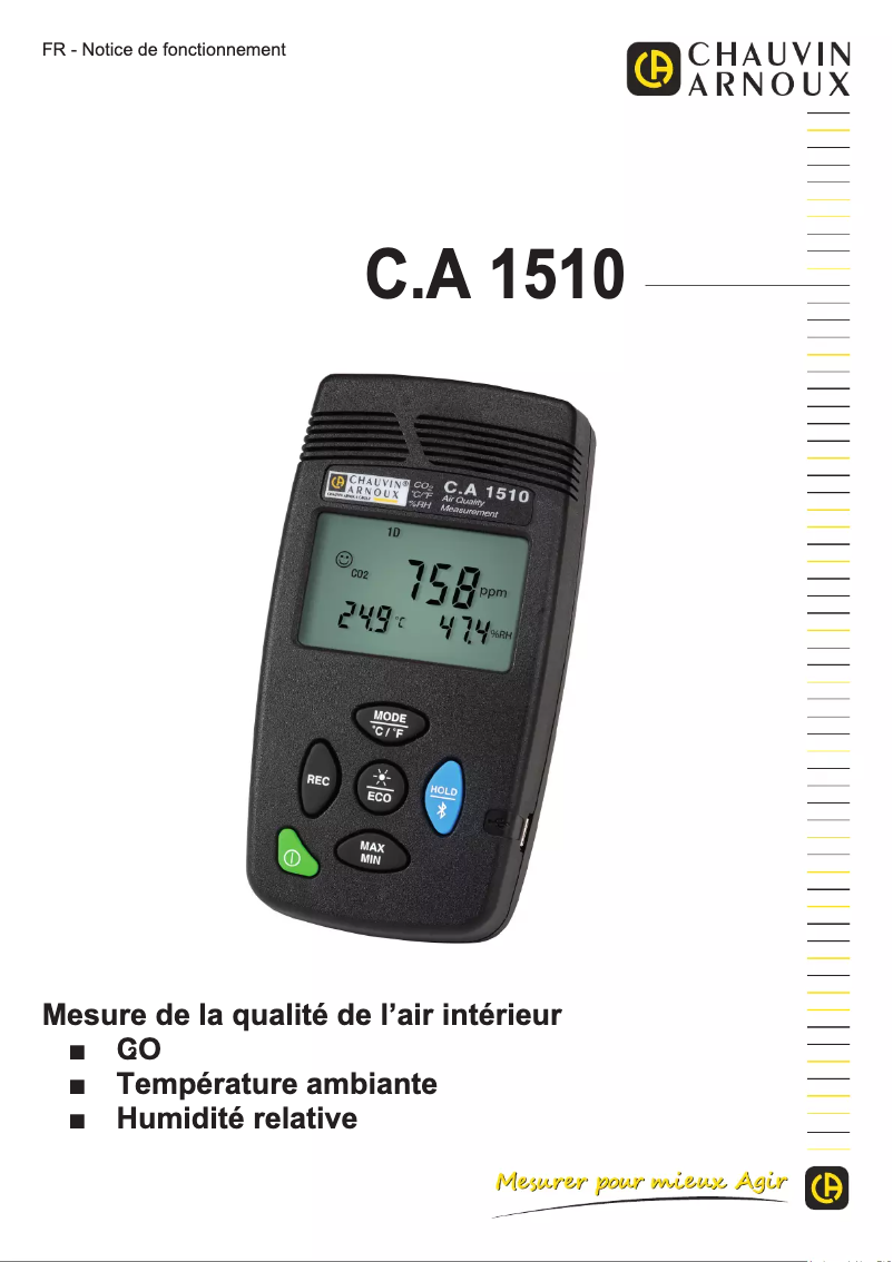 Page 1 de la notice Manuel utilisateur Chauvin Arnoux C.A 1510