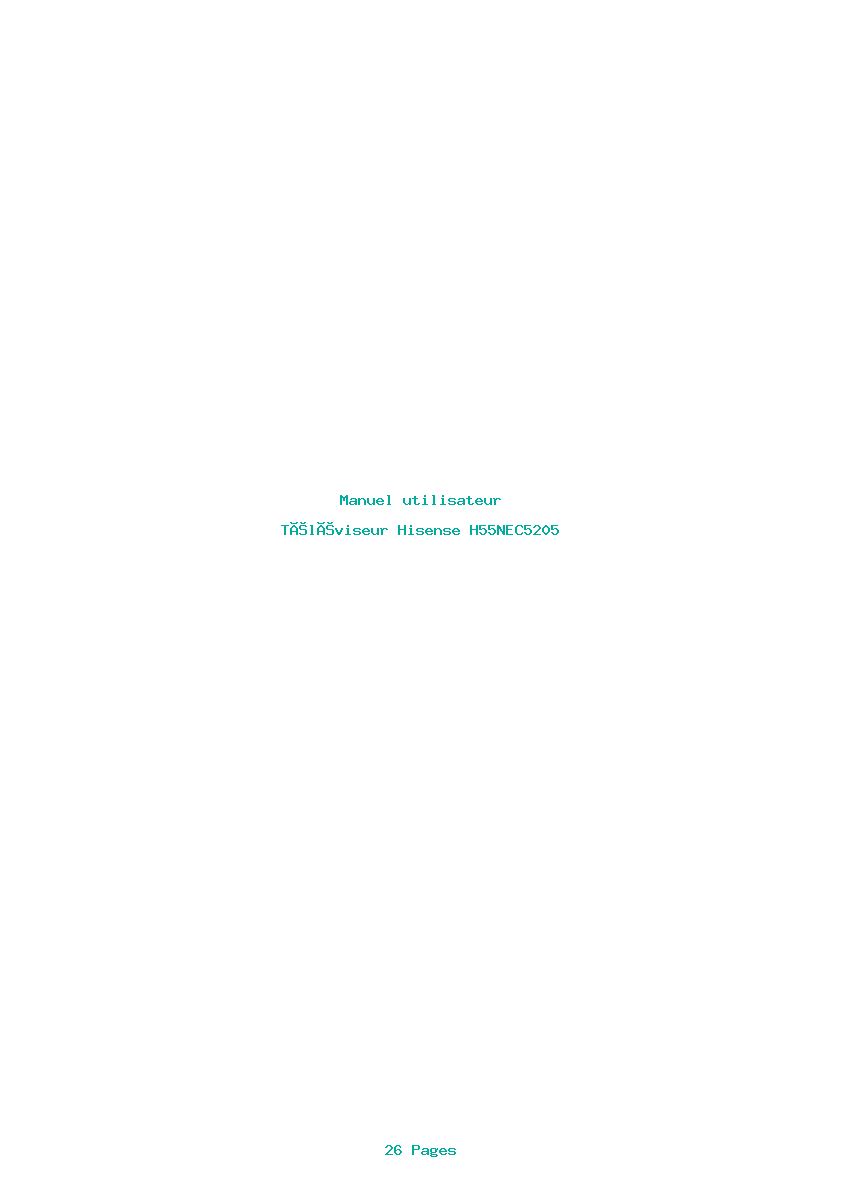 Page 1 de la notice Manuel utilisateur Hisense H55NEC5205