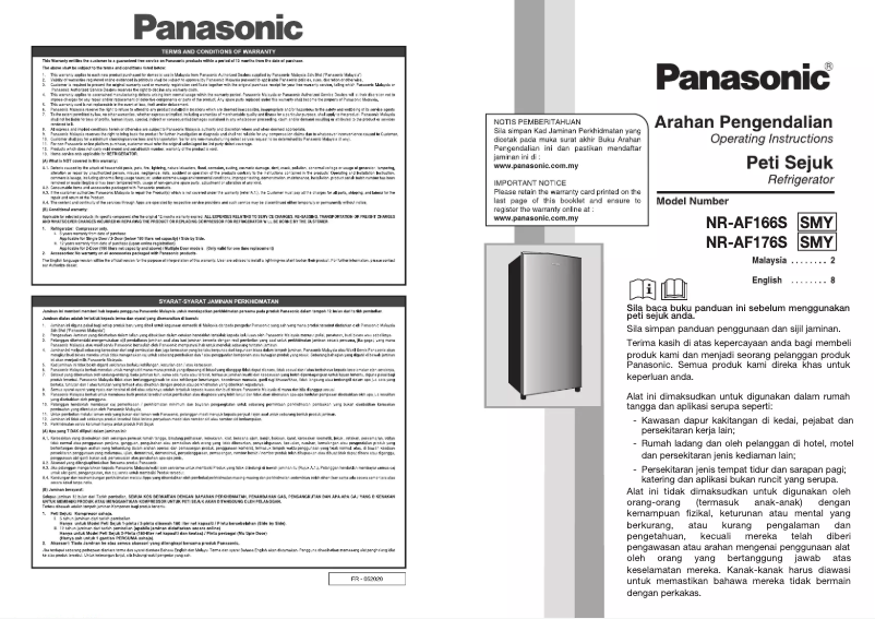 Página 1 del manual Manual de usuario Panasonic NR-AF166S