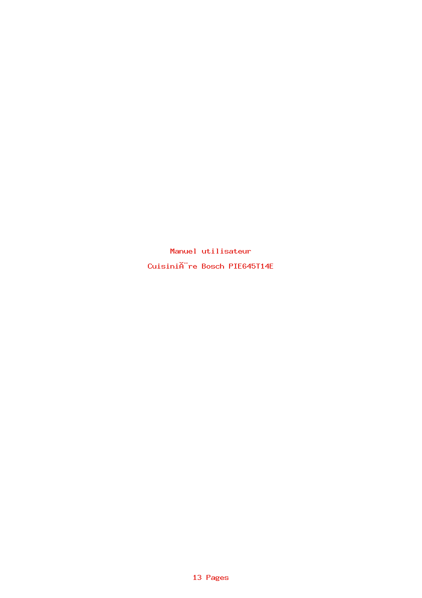 Page 1 de la notice Manuel utilisateur Bosch PIE645T14E