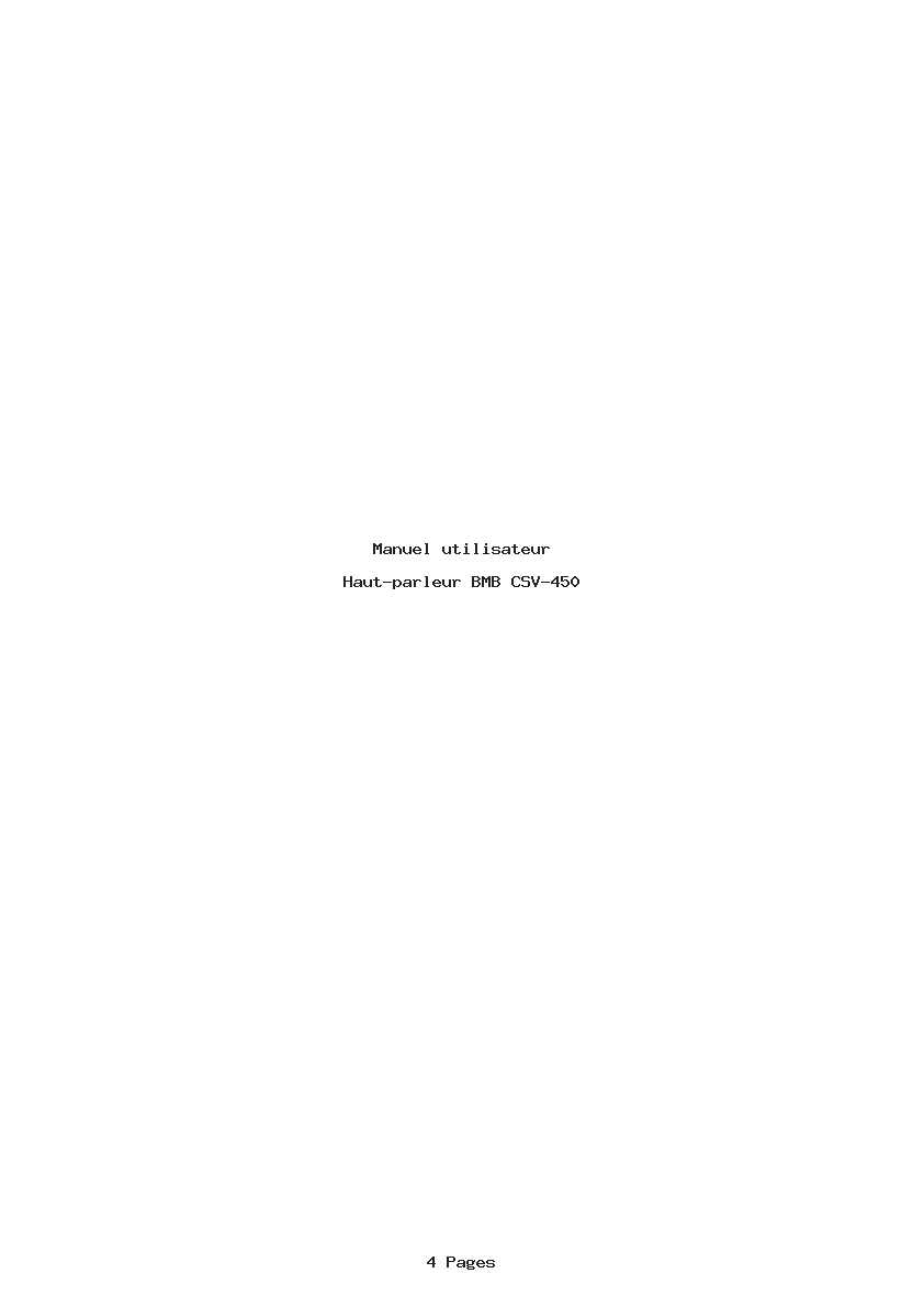Page 1 de la notice Manuel utilisateur BMB CSV-450