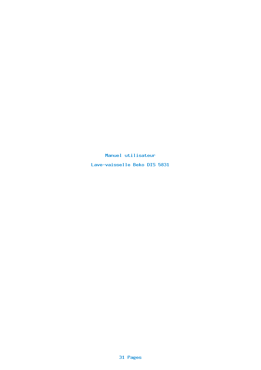 Page 1 de la notice Manuel utilisateur Beko DIS 5831