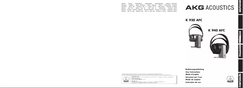 Page 1 de la notice Manuel utilisateur AKG K 920 AFC