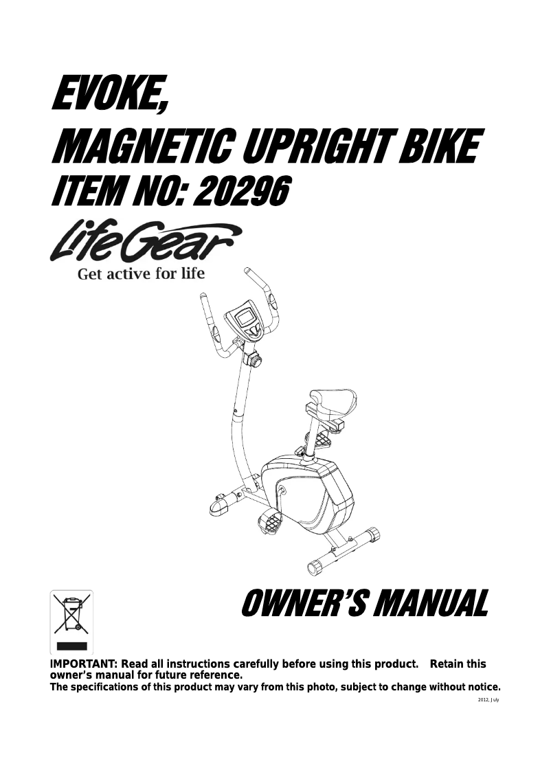 Page 1 de la notice Manuel utilisateur Life Gear Evoke 20296