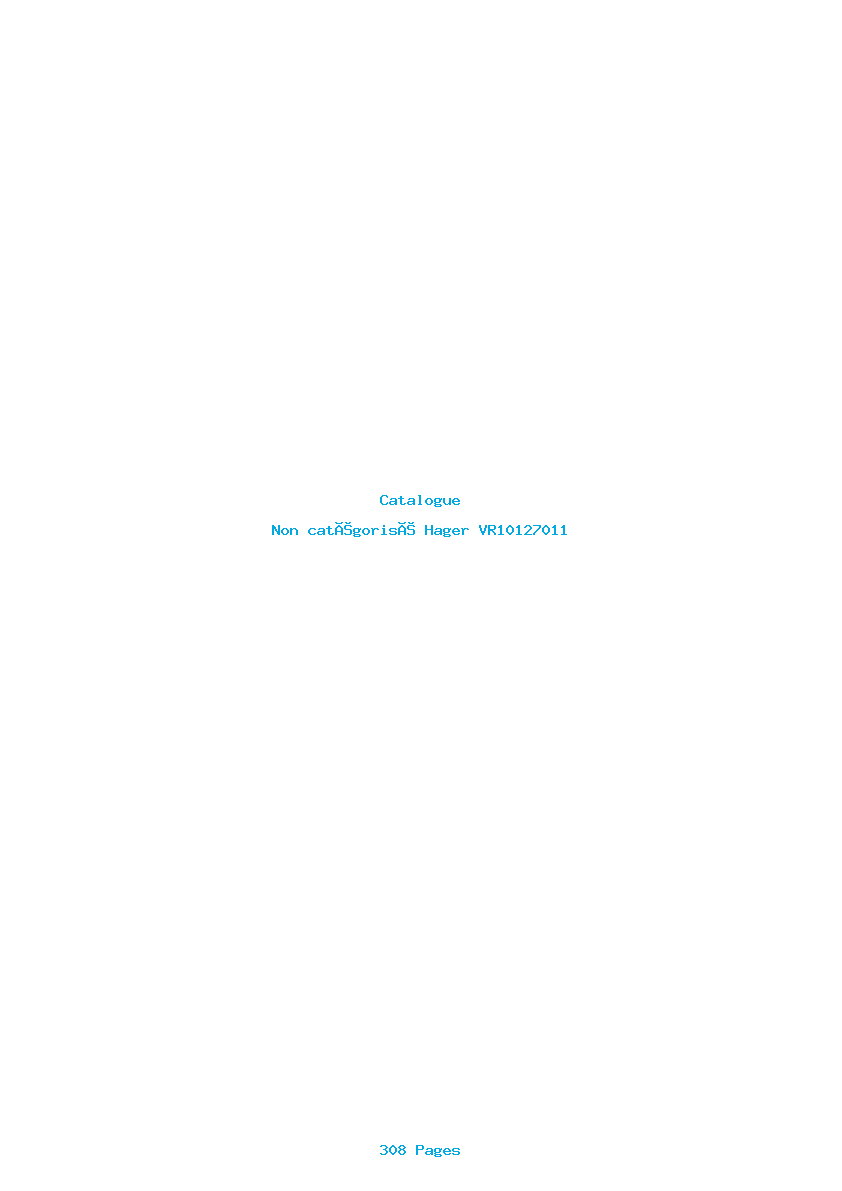 Page 1 de la notice Catalogue Hager VR10127011