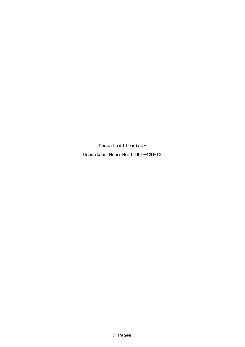 Page 1 de la notice Manuel utilisateur Mean Well HLP-40H-12