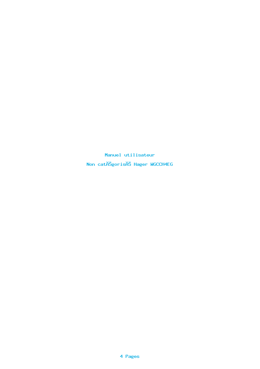 Page 1 de la notice Manuel utilisateur Hager WGCCH4EG