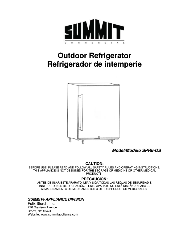 Page 1 de la notice Manuel utilisateur Summit SPR6OS