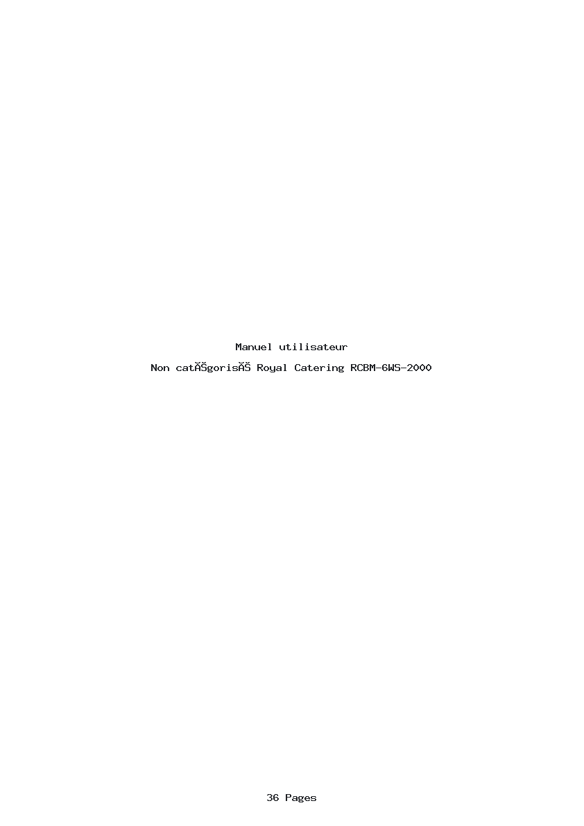 Page 1 de la notice Manuel utilisateur Royal Catering RCBM-6WS-2000