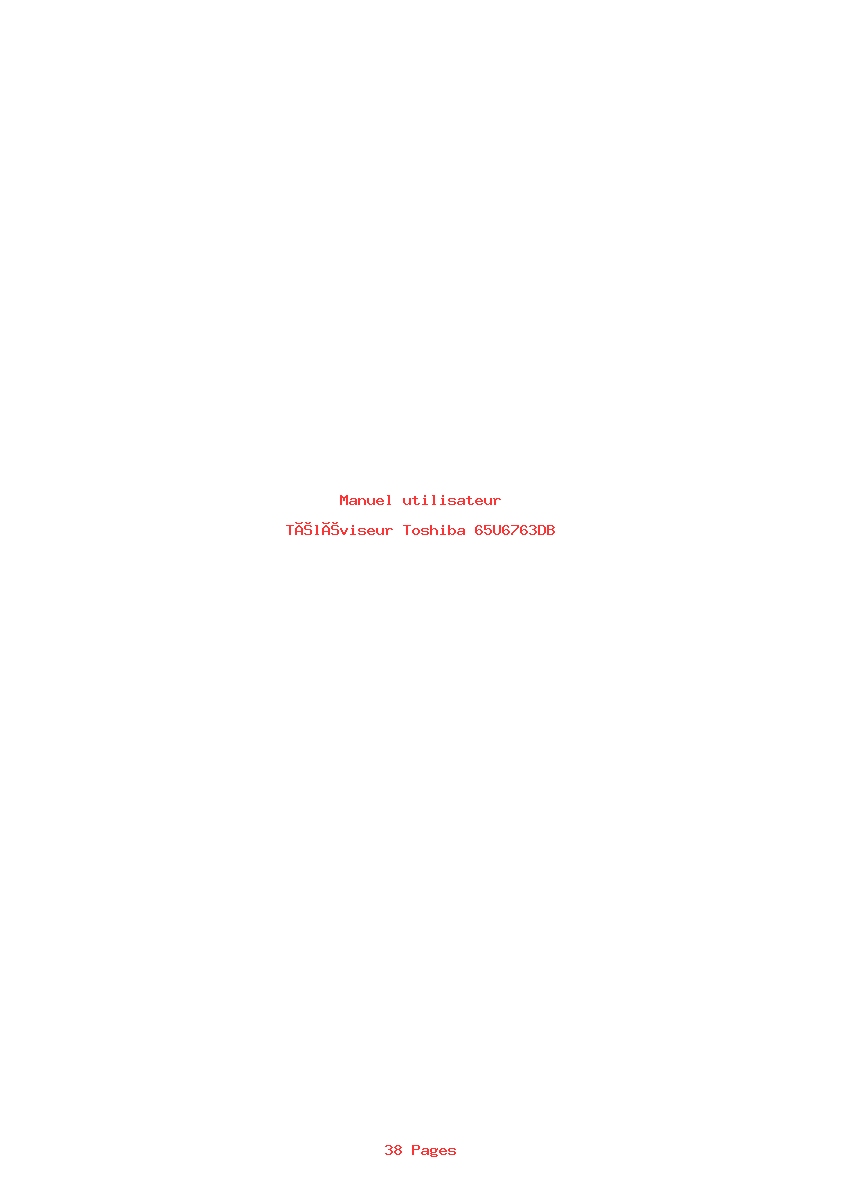 Page 1 de la notice Manuel utilisateur Toshiba 65U6763DB