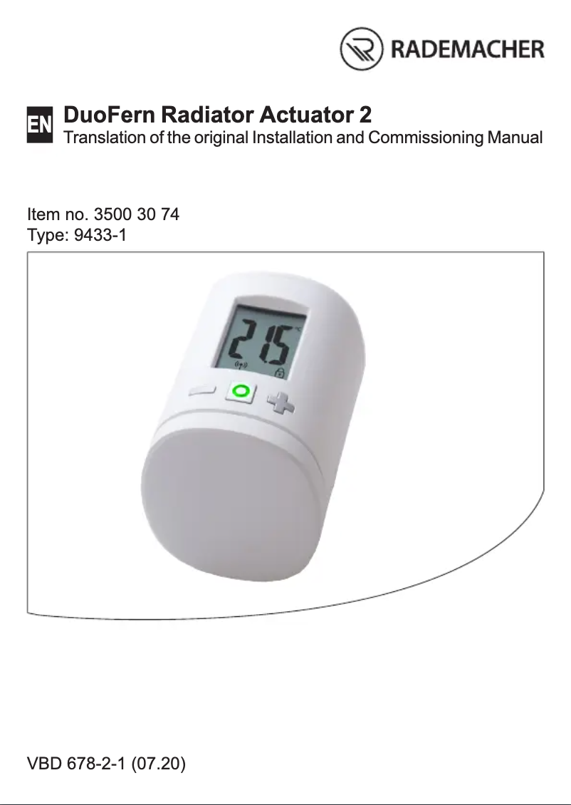 Page 1 de la notice Manuel utilisateur RADEMACHER DuoFern 9433