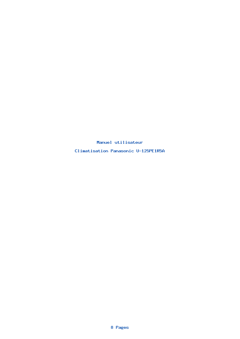 Page 1 de la notice Manuel utilisateur Panasonic U-125PE1R5A