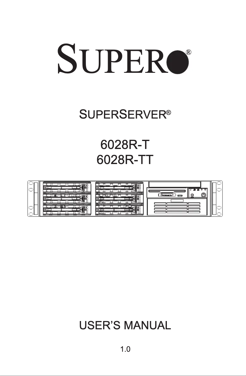 Page 1 de la notice Manuel utilisateur Supermicro SuperServer 6028R-TT
