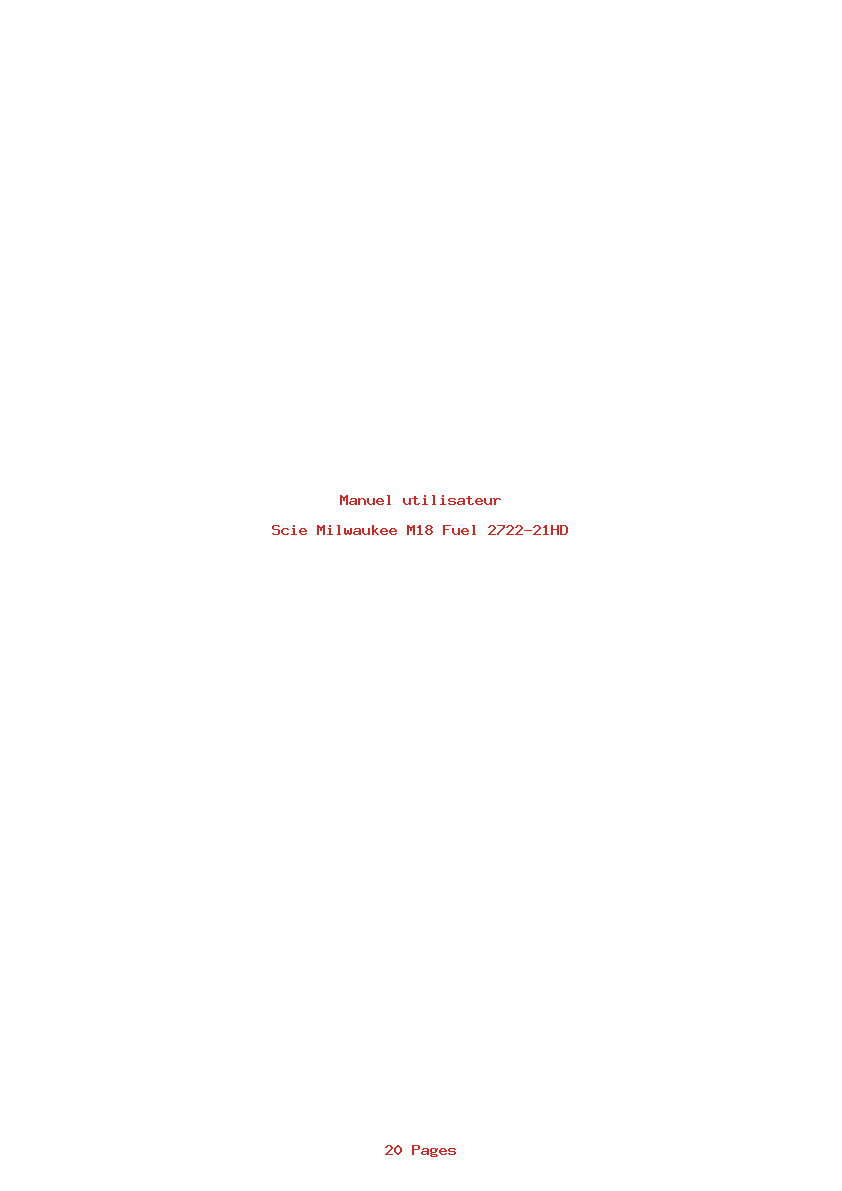 Page 1 de la notice Manuel utilisateur Milwaukee M18 Fuel 2722-21HD