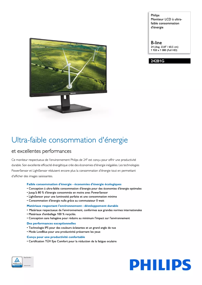Page n°1 - Fiche technique Philips 242B1G