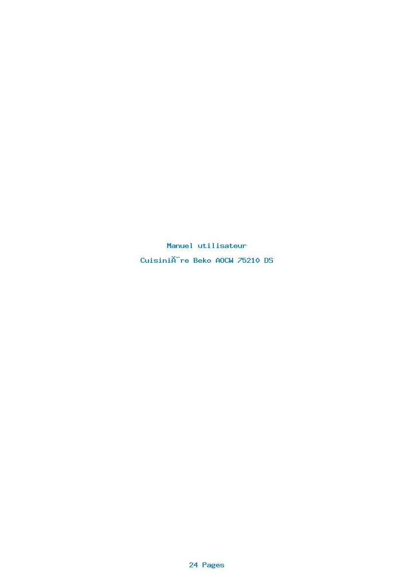 Page 1 de la notice Manuel utilisateur Beko AOCW 75210 DS