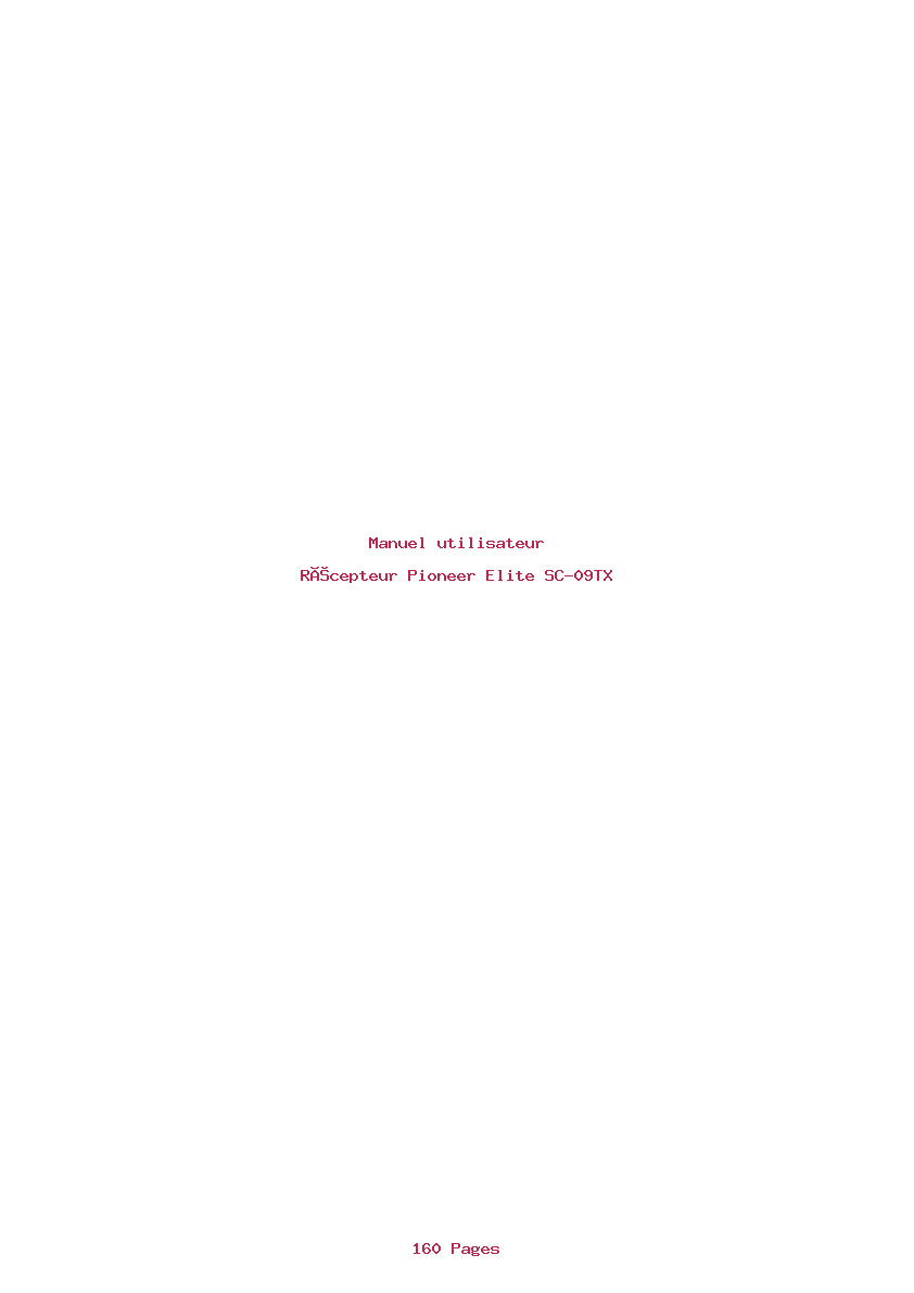 Page 1 de la notice Manuel utilisateur Pioneer Elite SC-09TX
