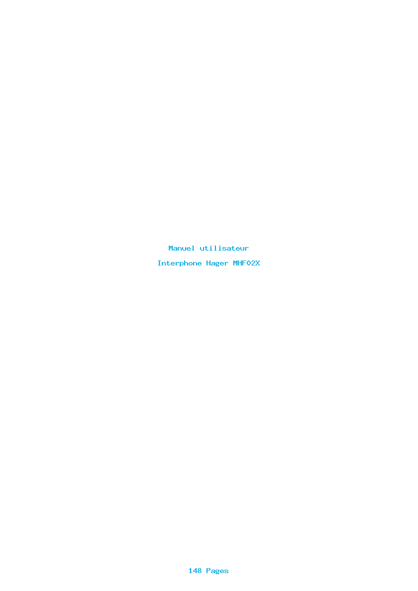 Page 1 de la notice Manuel utilisateur Hager MHF02X