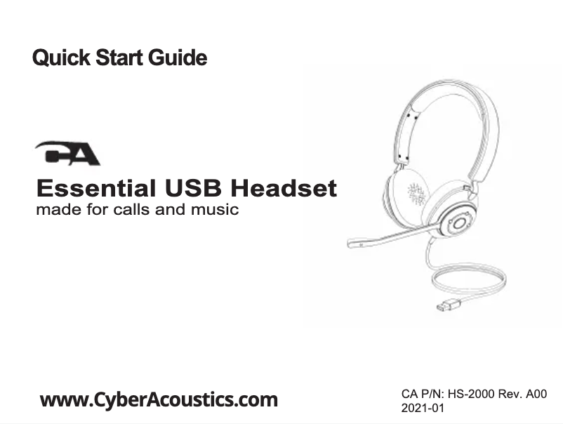 Page 1 de la notice Manuel utilisateur Cyber Acoustics HS-2000