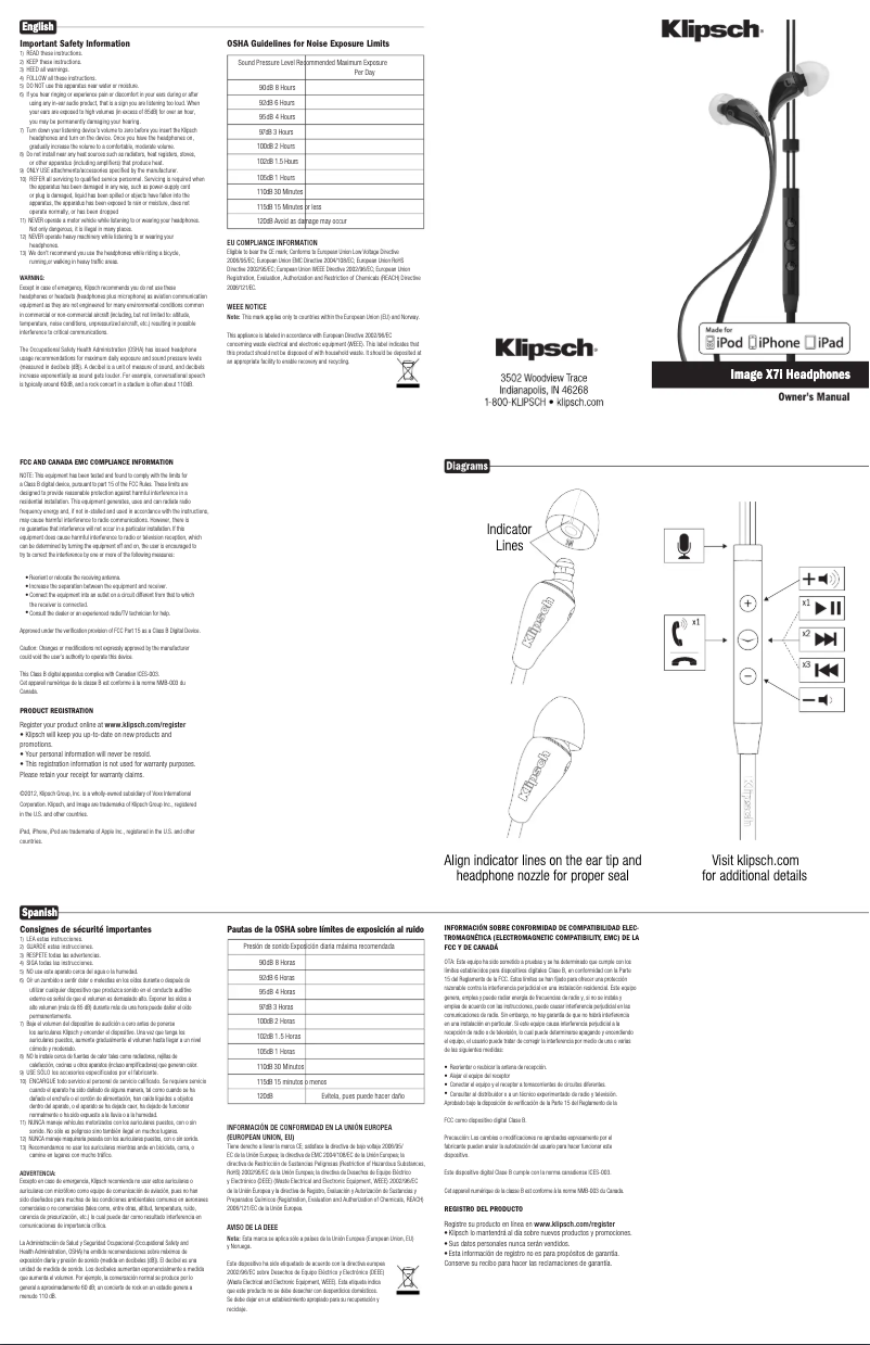 Page 1 de la notice Mode d'emploi Klipsch Image X7i