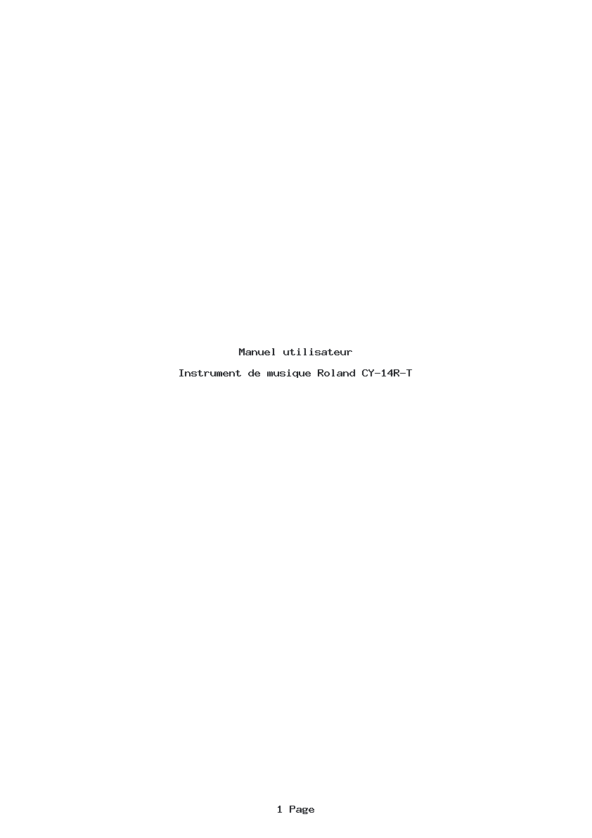 Page 1 de la notice Manuel utilisateur Roland CY-14R-T