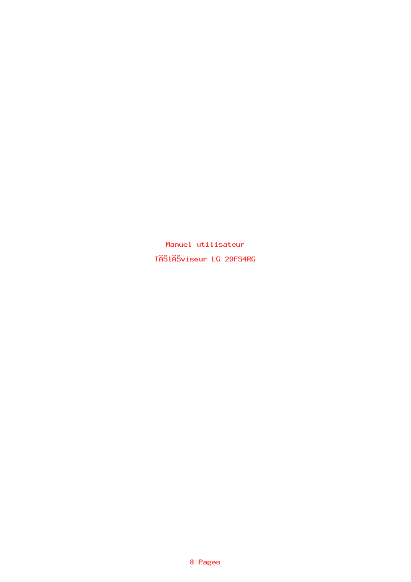 Page 1 de la notice Manuel utilisateur LG 29FS4RG