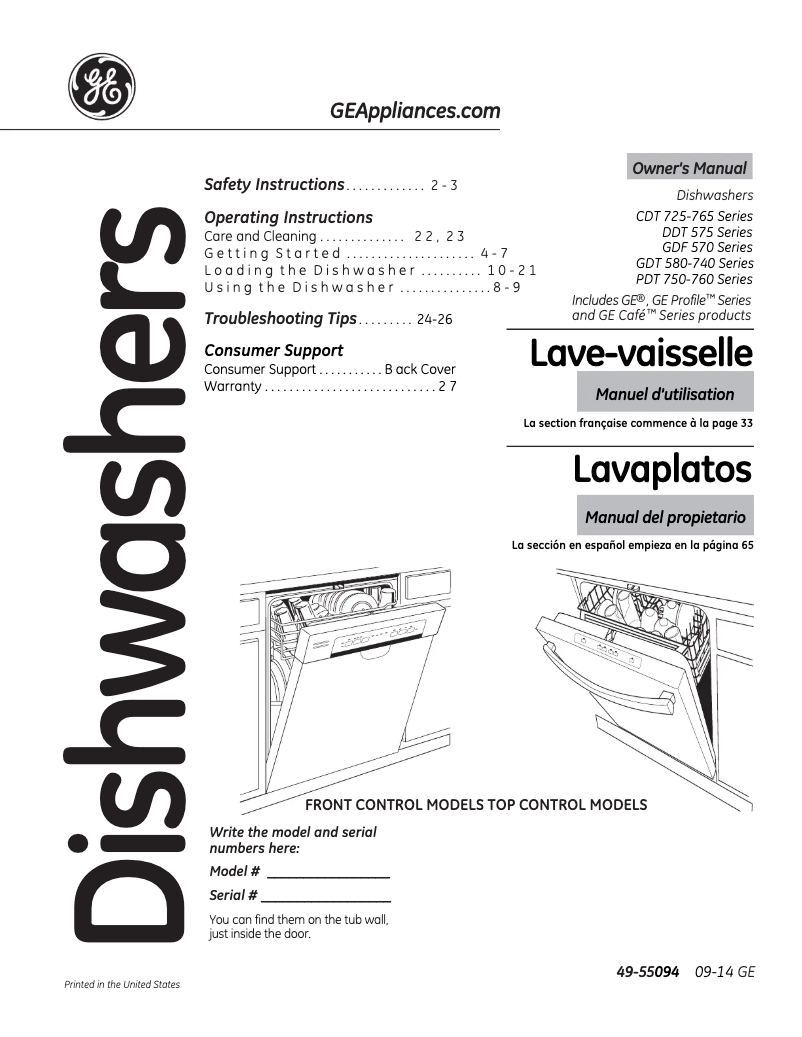 Page 1 of the manual Instruction Manual GE GDT720SGFBB