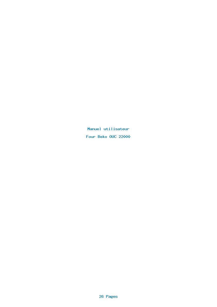 Page 1 de la notice Manuel utilisateur Beko OUC 22000