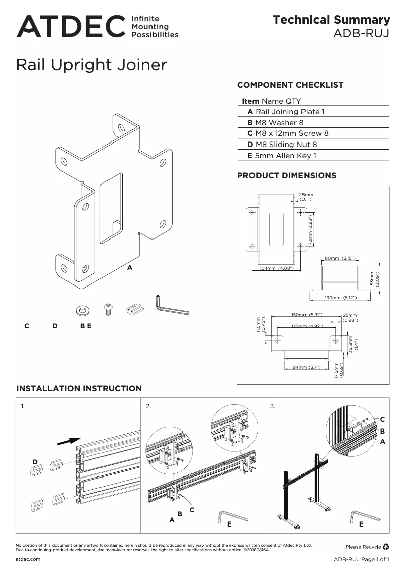 Page 1 of the manual User Manual Atdec ADB-RUJ