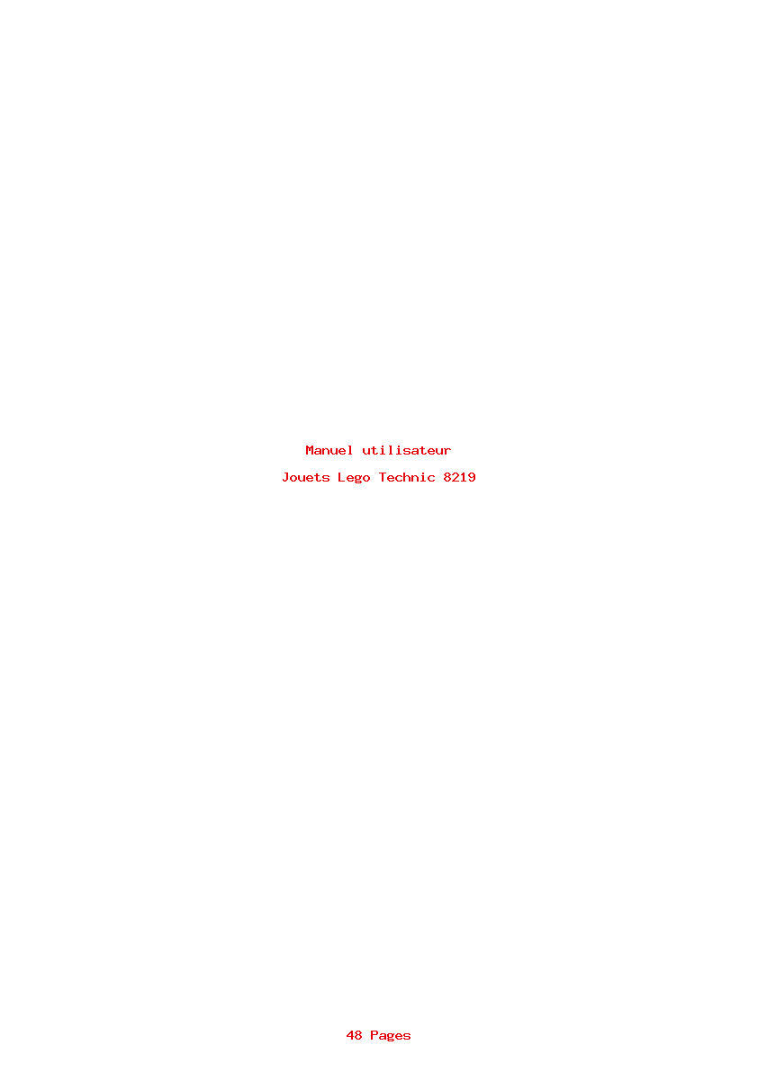 Page 1 de la notice Manuel utilisateur Lego Technic 8219