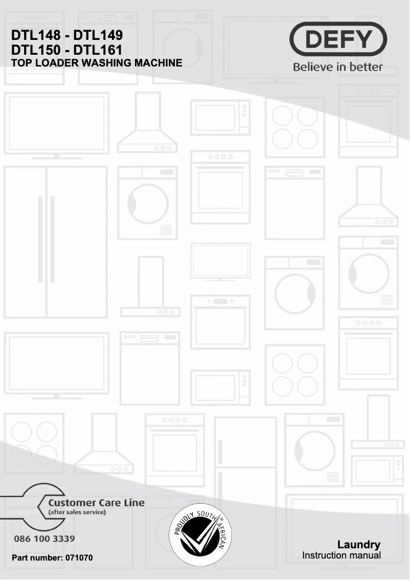 Page 1 de la notice Manuel utilisateur Defy DTL 160