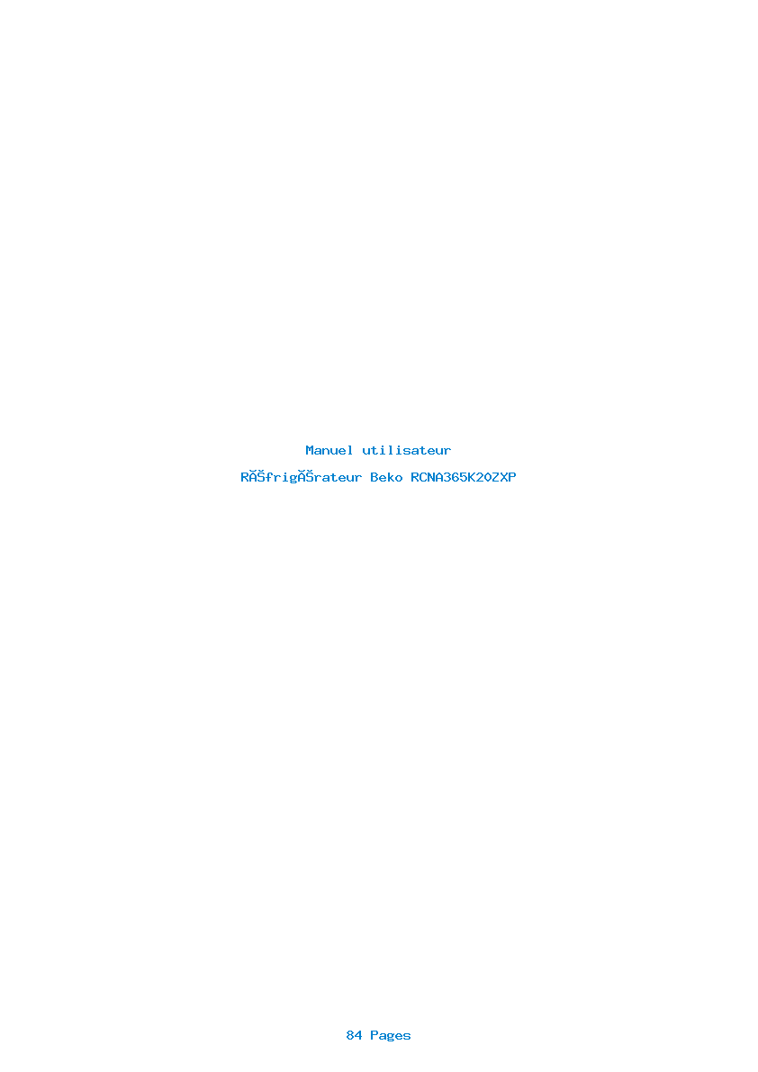 Page 1 de la notice Manuel utilisateur Beko RCNA365K20ZXP