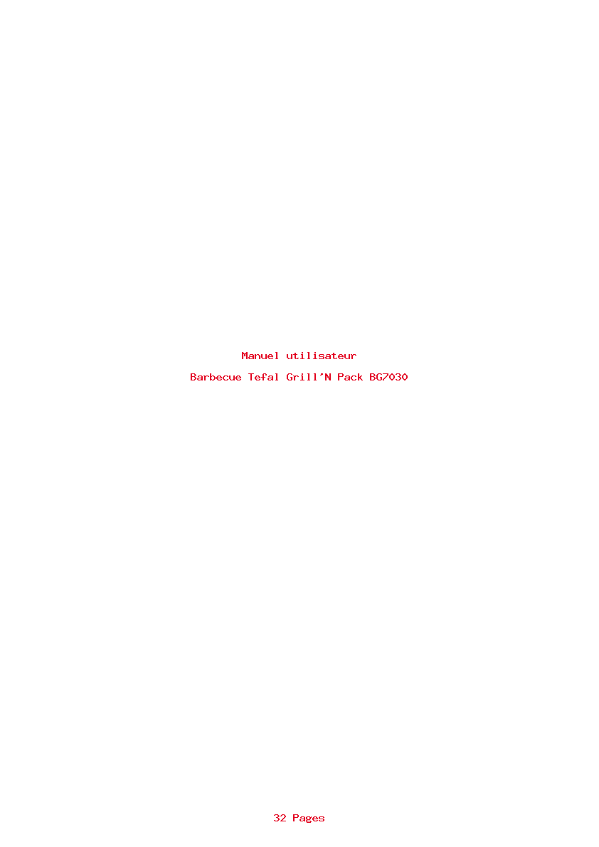 Page 1 de la notice Manuel utilisateur Tefal Grill'N Pack BG7030