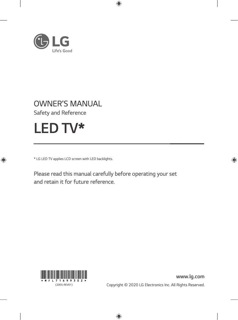 Page 1 of the manual User Manual LG 55UN7000PTA