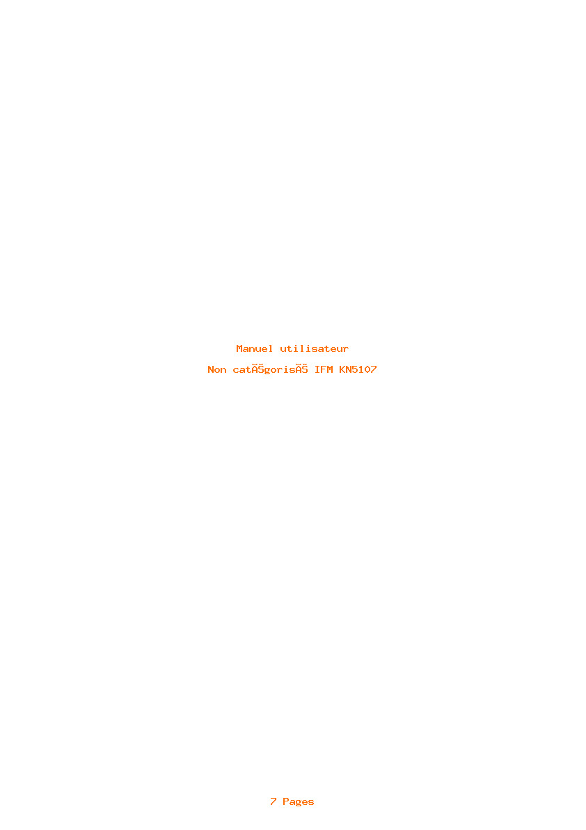 Page 1 de la notice Manuel utilisateur IFM KN5107