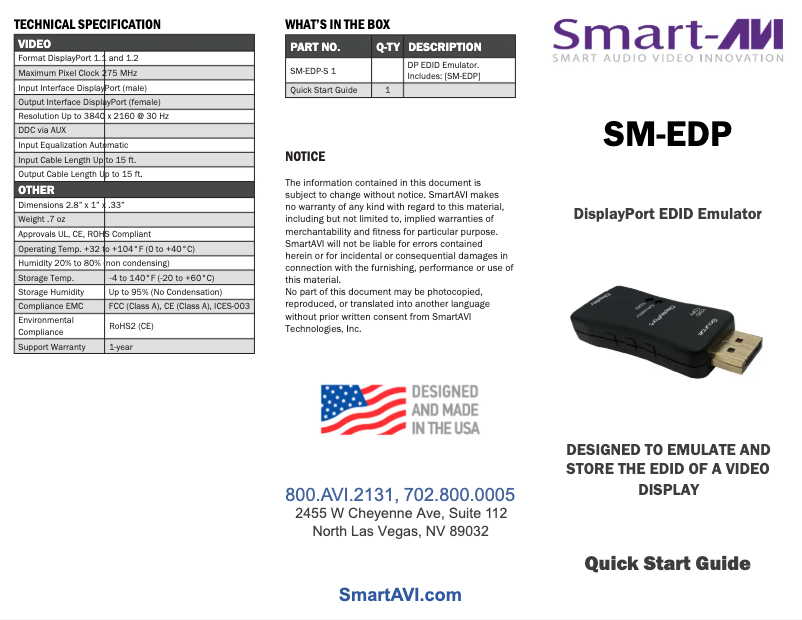 Page 1 of the manual User Manual Smart-AVI SM-EDP