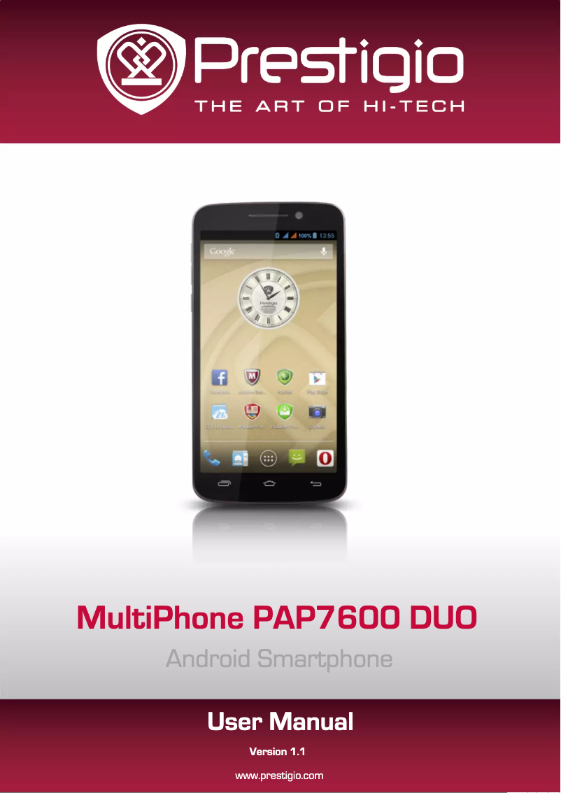 Page 1 de la notice Manuel utilisateur Prestigio MultiPhone 7600 DUO