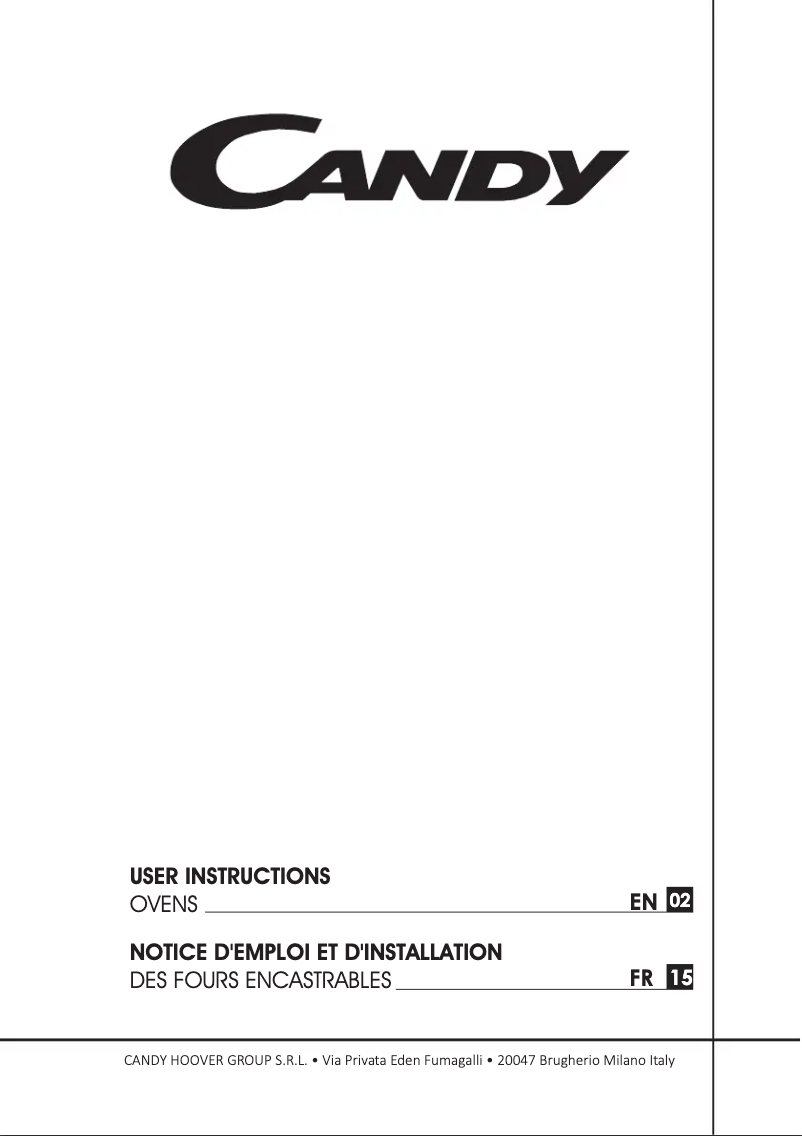 Page 1 de la notice Manuel utilisateur Candy FCXP876XP
